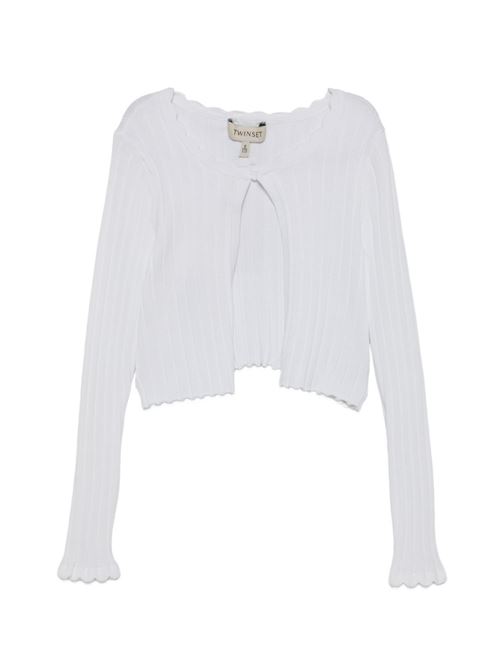 Cardigan bambina Twinset bianco in maglia TWINSET Kids | 261GJ301100526